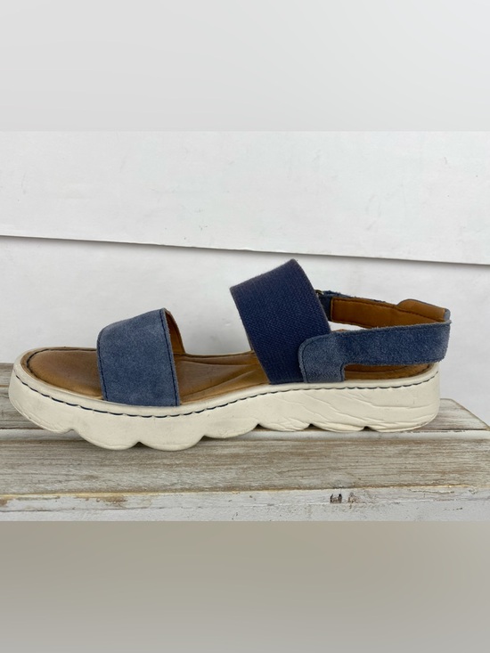 Born Shoes - Born Navy Suede and Elastic Strap Platform Sandals